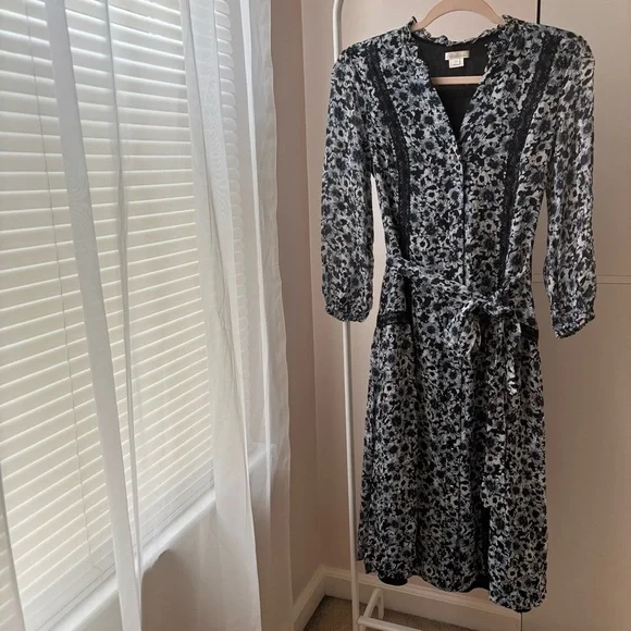 Shoshanna Floral Black and White Dress Size 0 - Picture 1 of 7